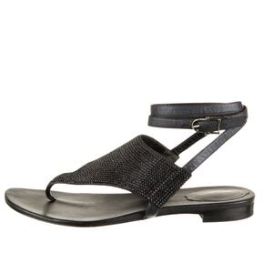 Amazing Rene Caovilla leather crystal embellishments slingback sandals